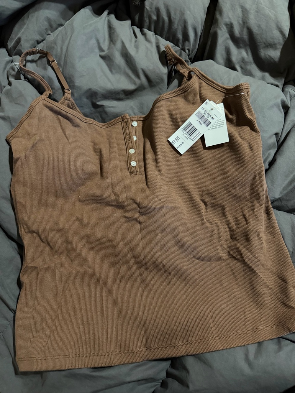 Abercrombie & Fitch Brown Ribbed Henley Cami